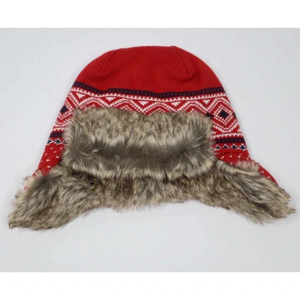 Janie and Jack Faux Fur Lined‎ Hat Hats & Cap - Red, Brown - Size 2-3T